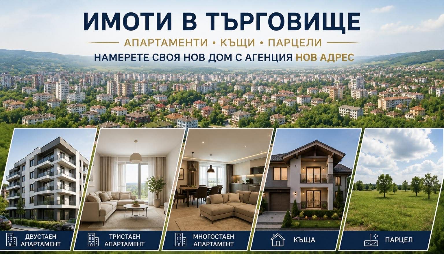 апартамент , къща или парцел в търговище